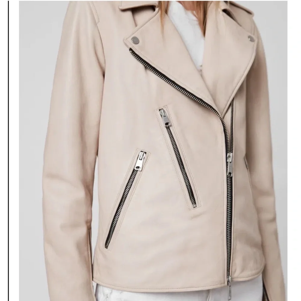 All saints blush pink leather Elva jacket - Picture 4 of 12